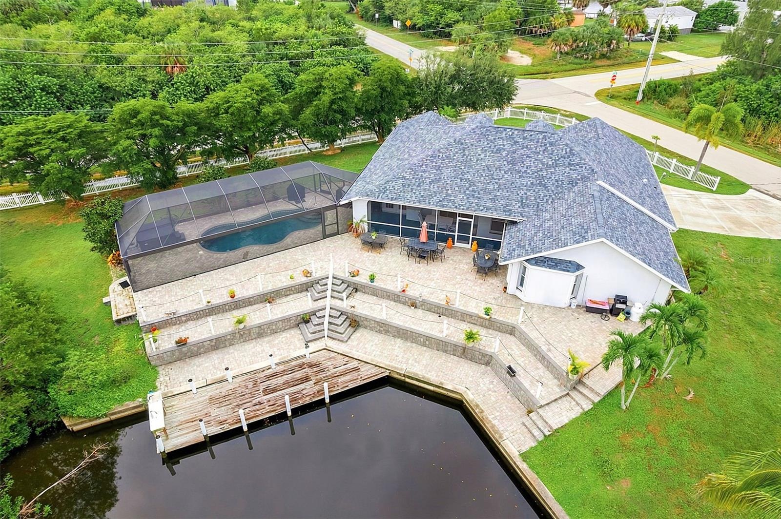 Aerial View of Home and Dock