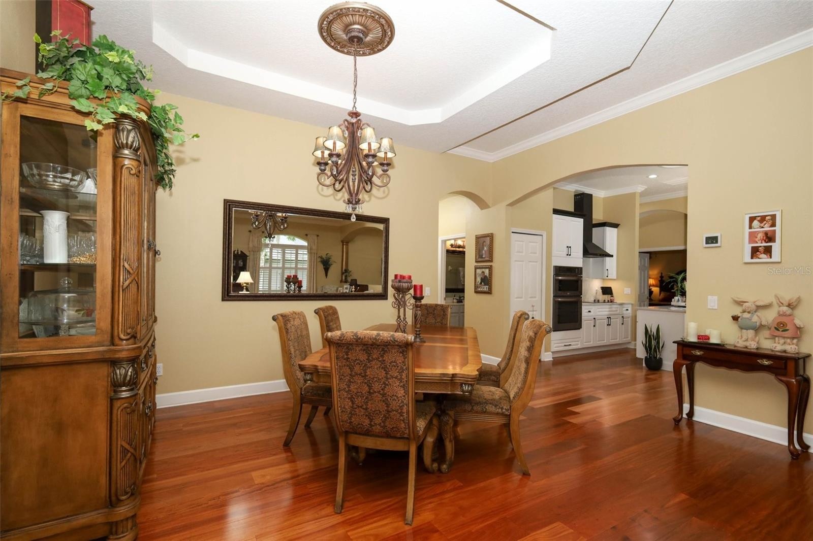 Dining room with tray ceiling