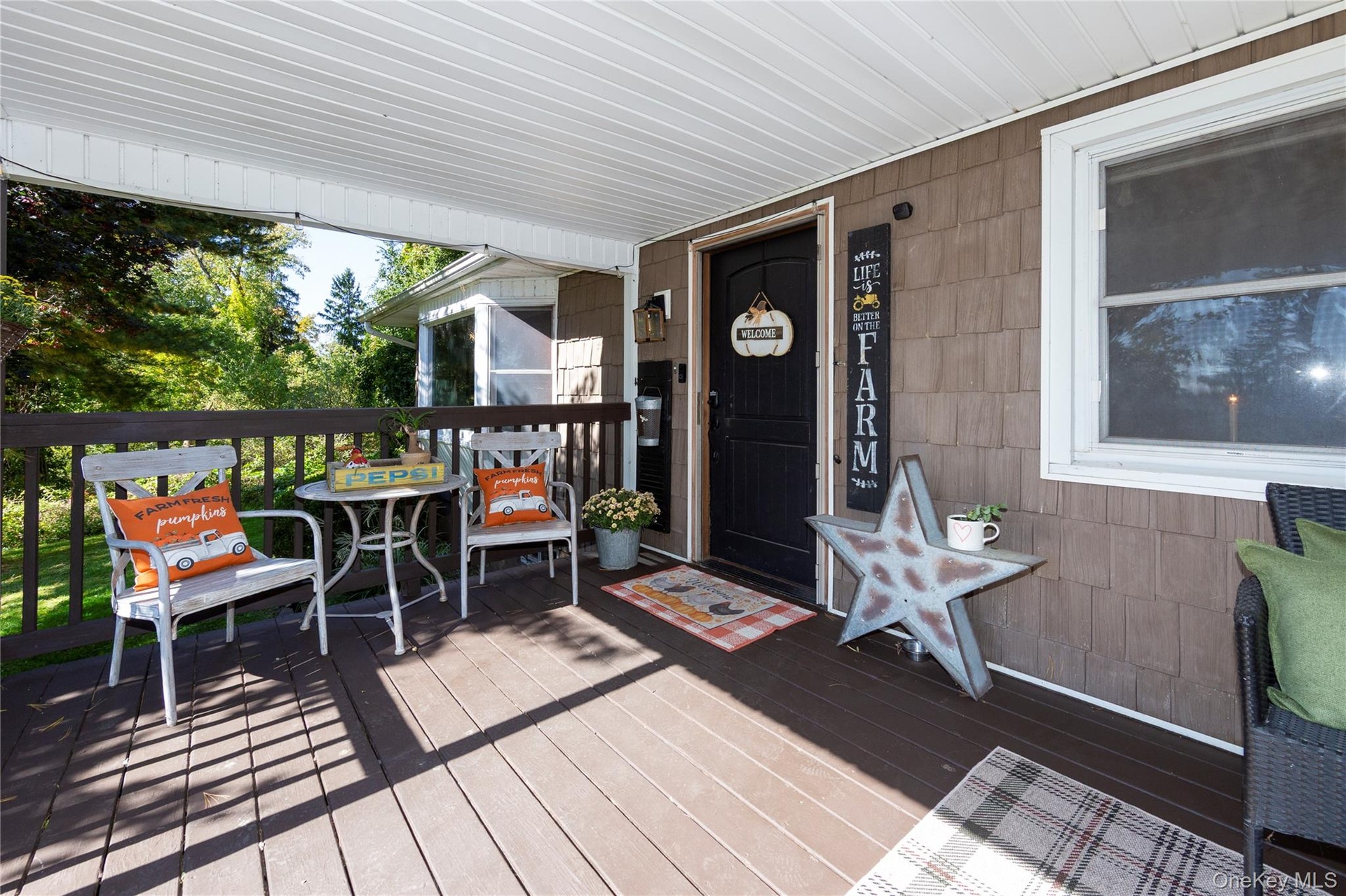 Start your mornings with coffee on the covered front porch.