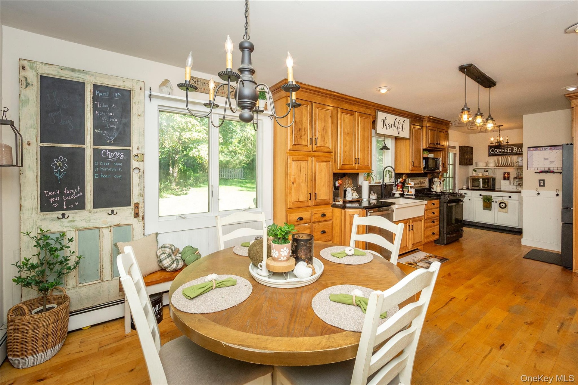 The eat-in kitchen provides plenty of room for a dining table.