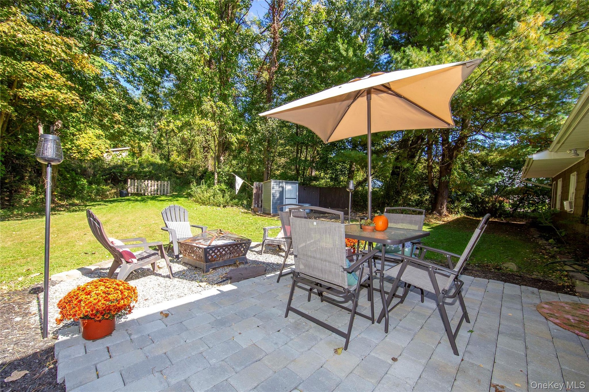 The patio is ready for al-fresco dining and  summer barbecues.