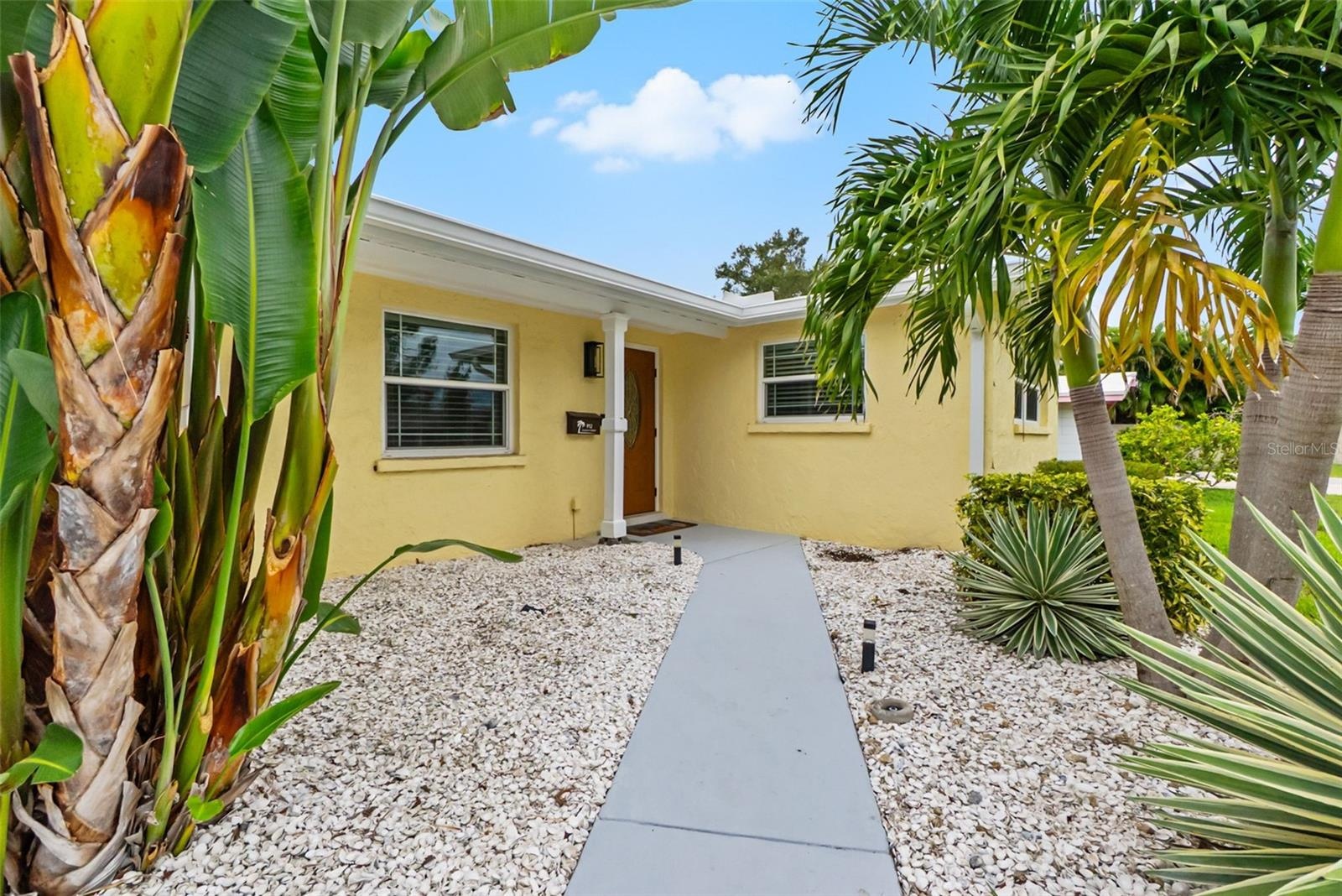 Walkway leading to the front entry.