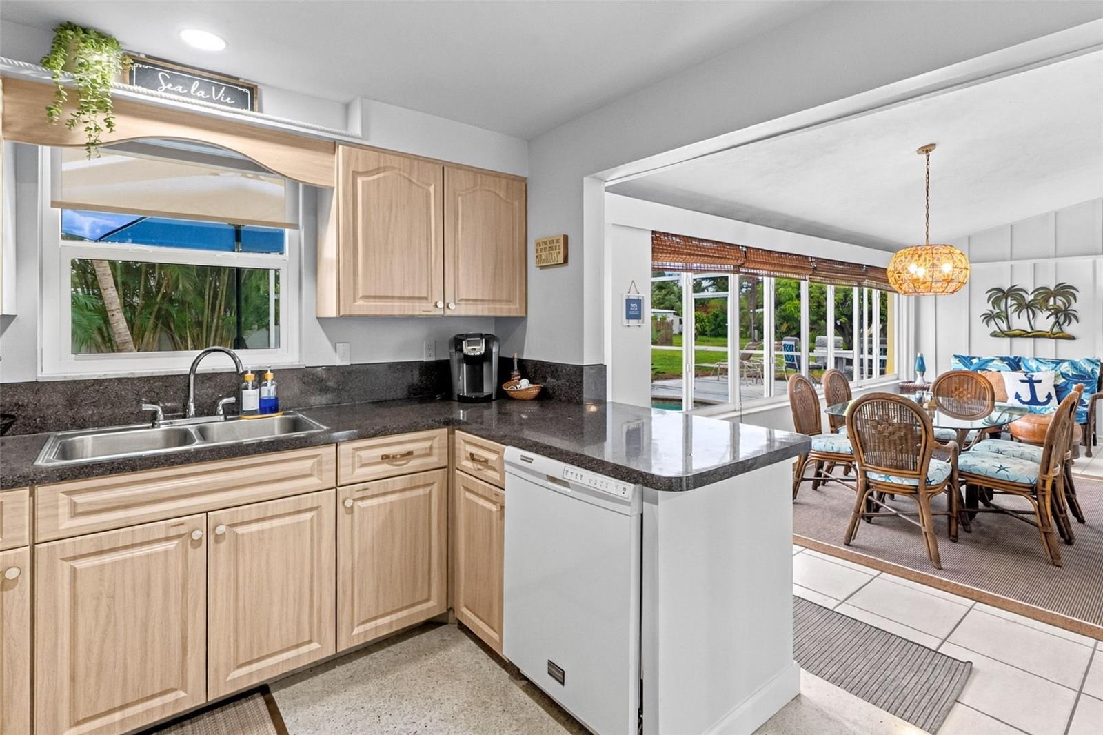 Kitchen adjoining the Florida room dining area.