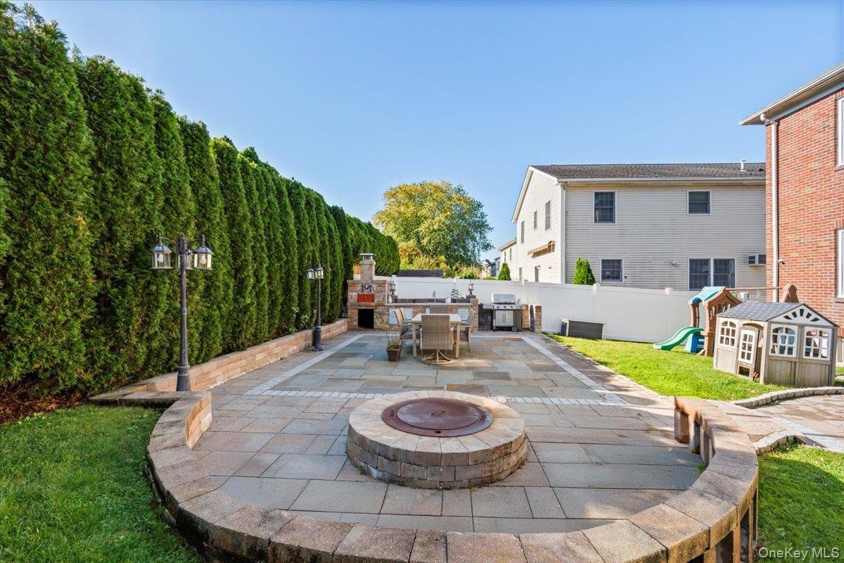Patio in backyard