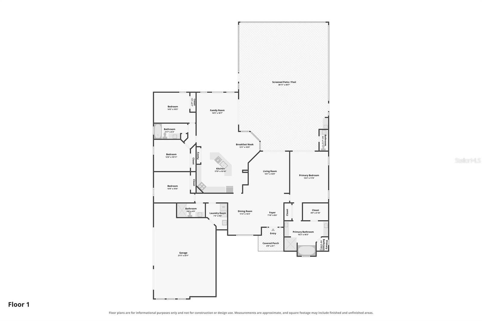 3 Way Split of Bedrooms