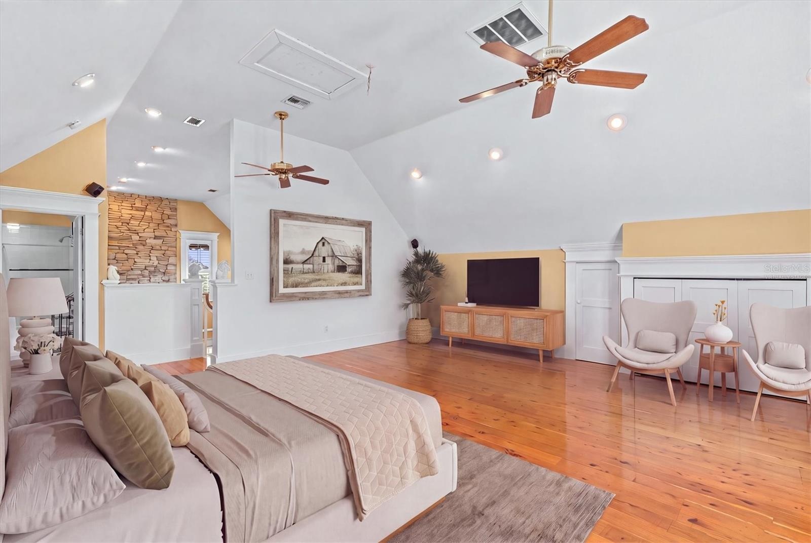 Virtually Staged Loft / Bedroom with possible modification for privacy
