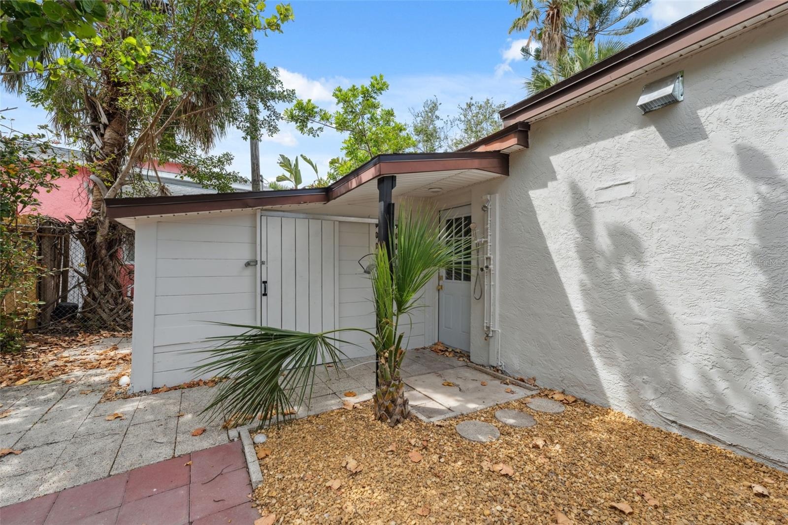 shed attached to garage