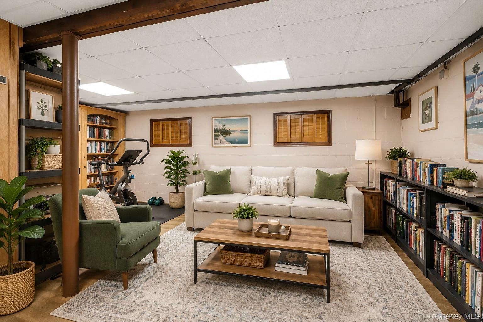 Basement virtually staged