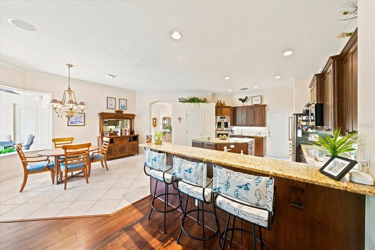 Open connection keeps the kitchen integrated with the main gathering space.