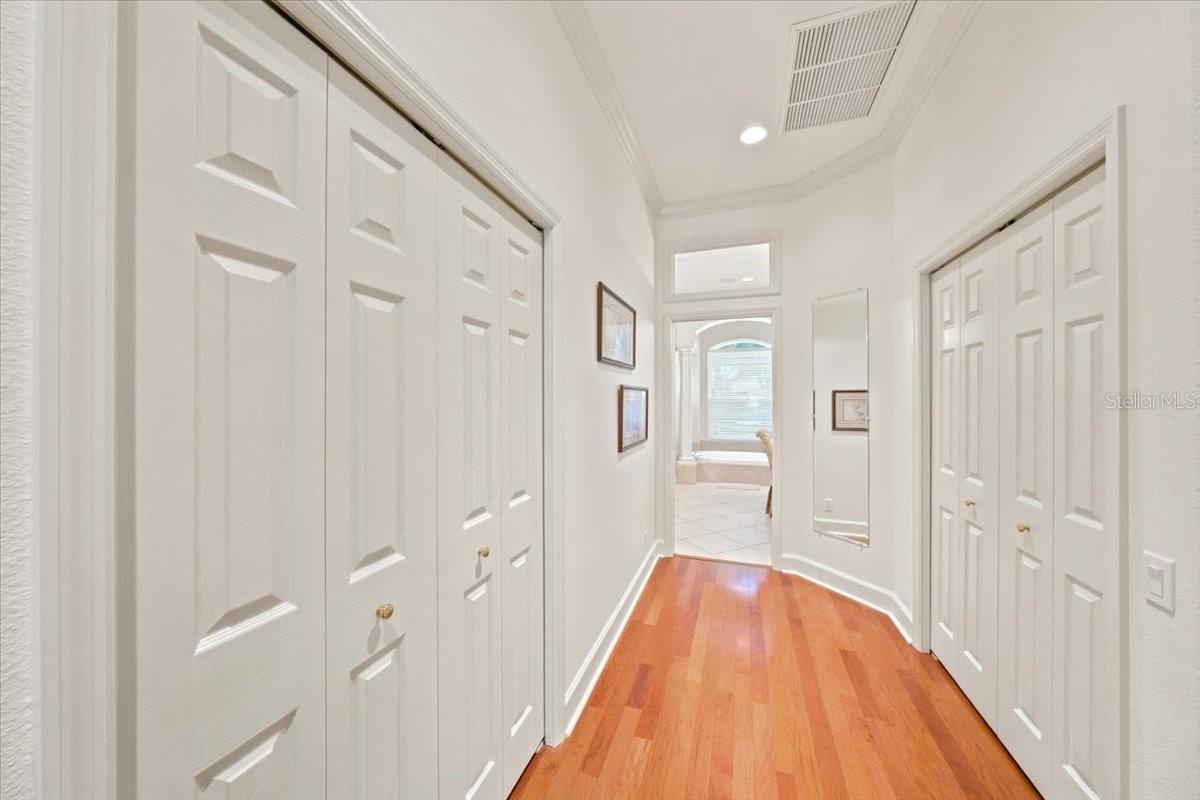 Two large walk-in closets provide abundant storage and organization.