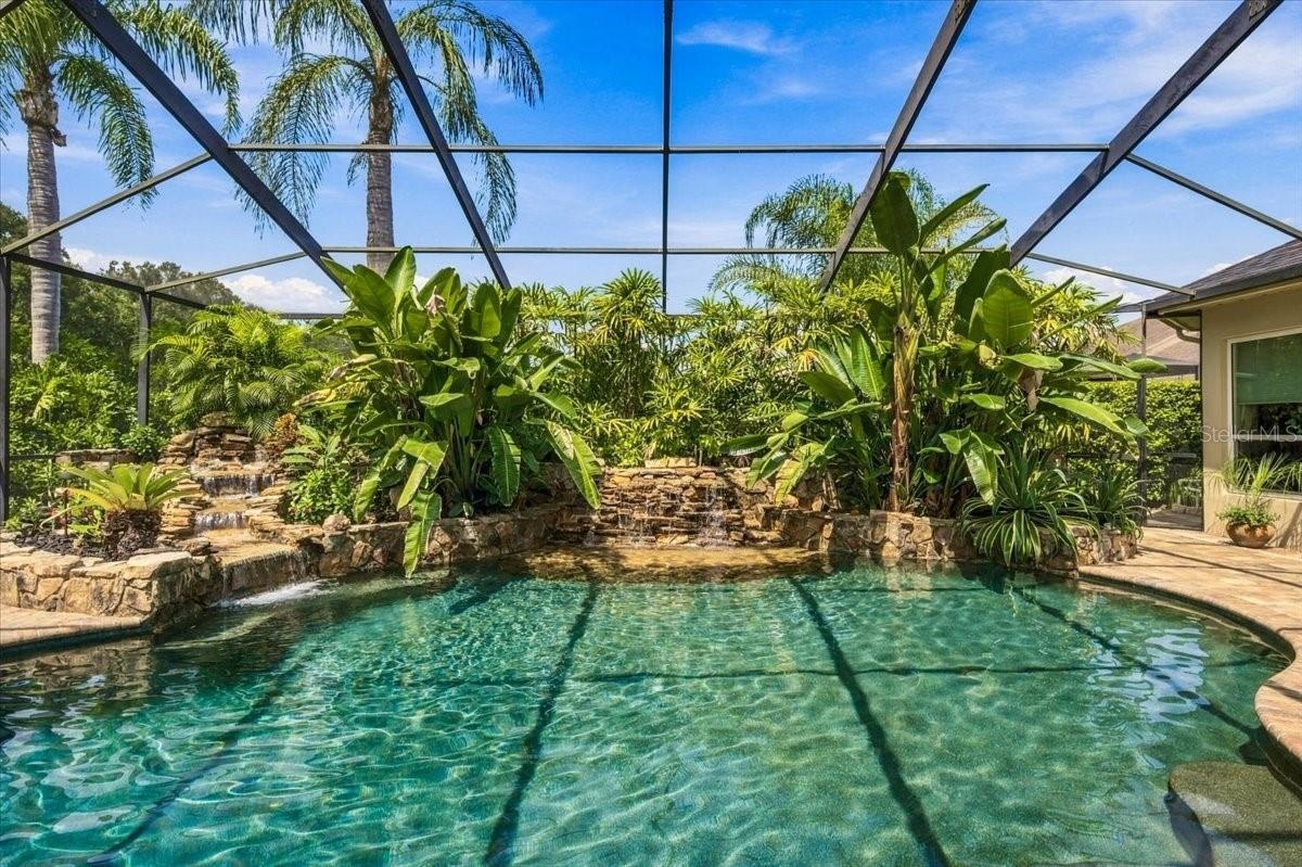 PebbleTec finish adds a distinctive, upscale detail to the pool.