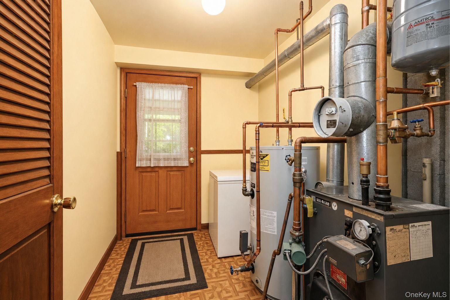 Utility room with access to the rear covered patio and rear yard