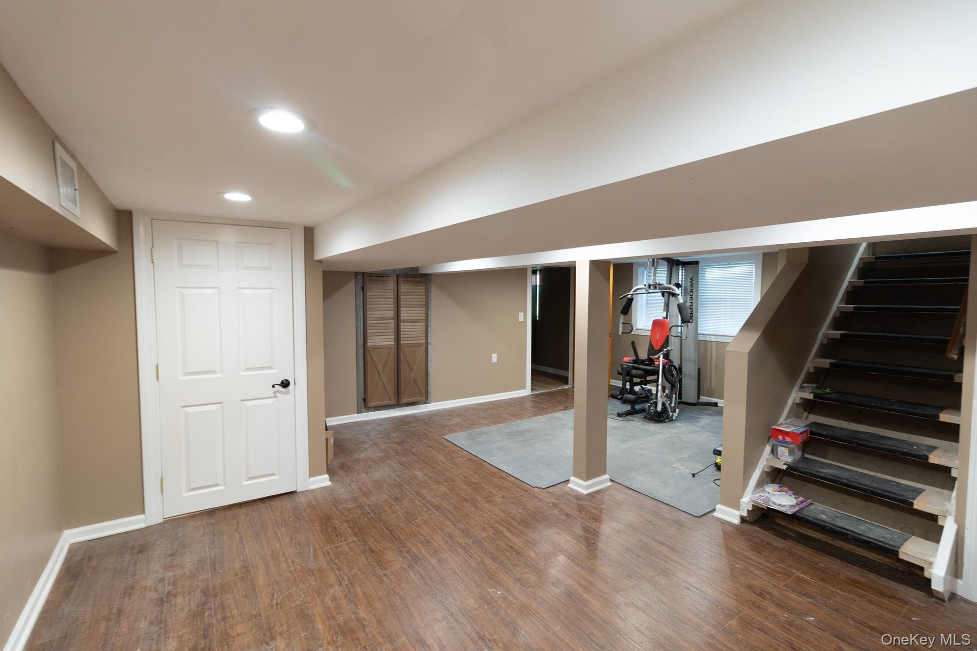 This flexible interior area has recessed lighting and an open layout.