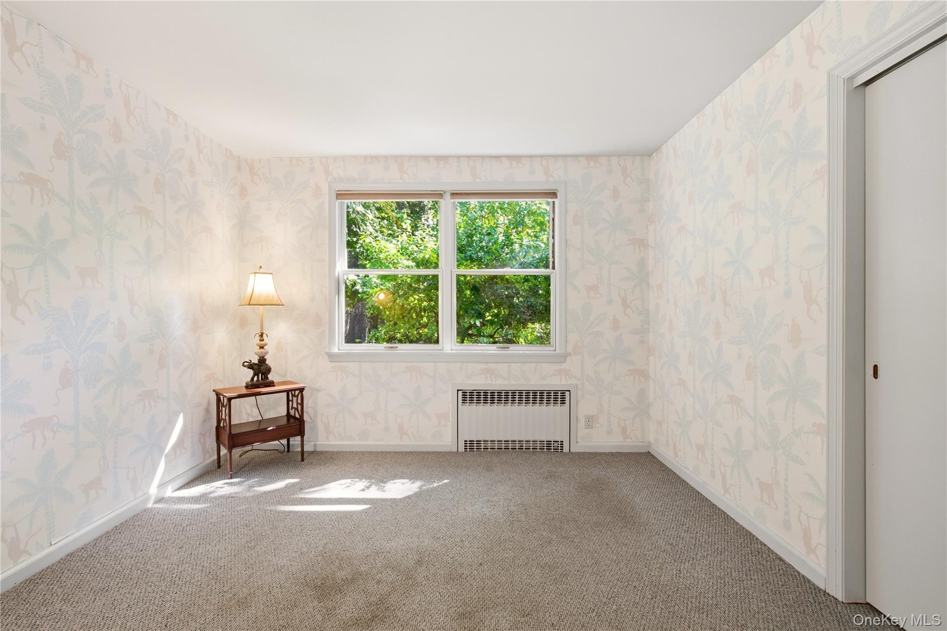 overlooks side yard- double closet