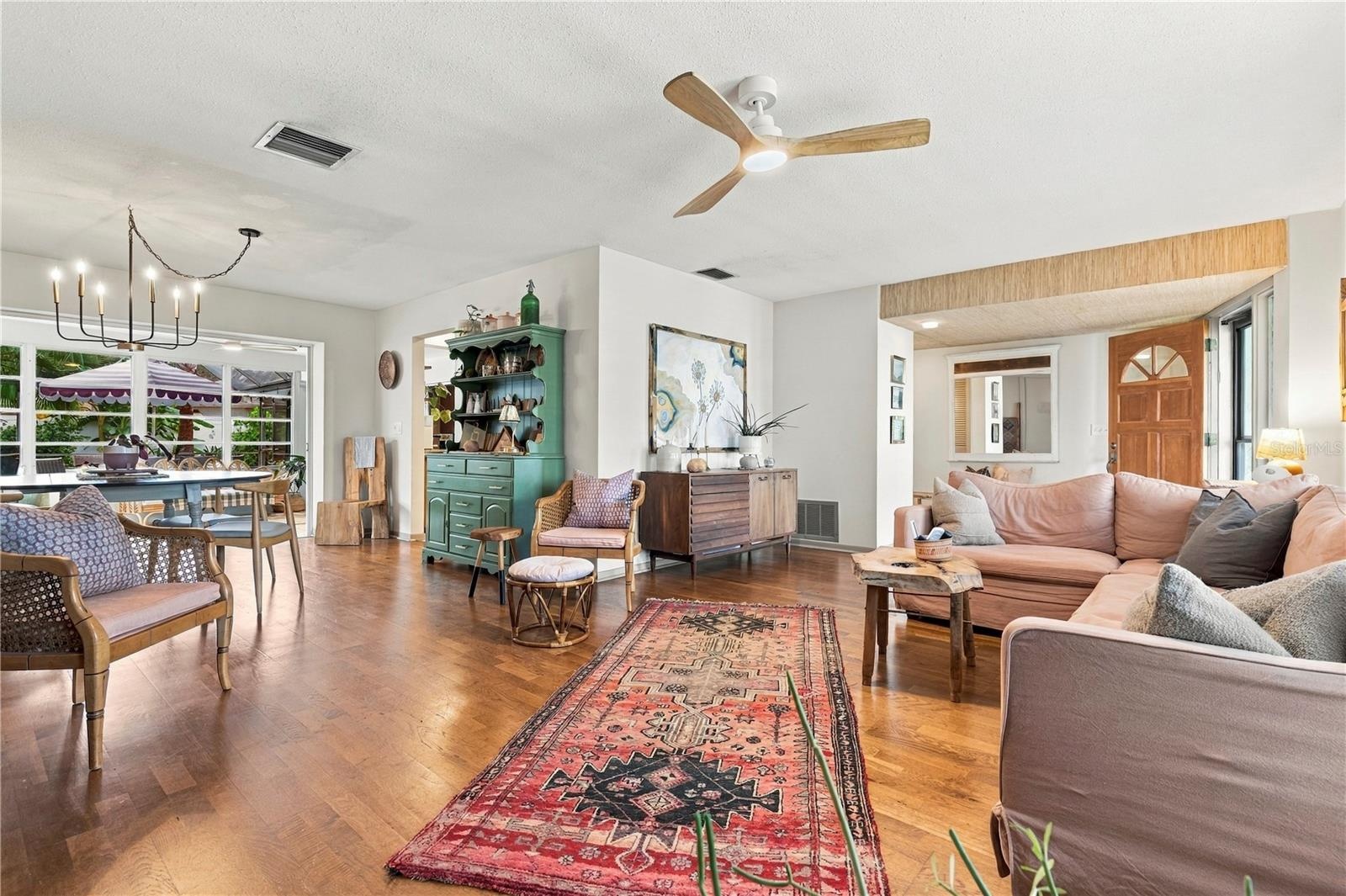Combined living and dining space