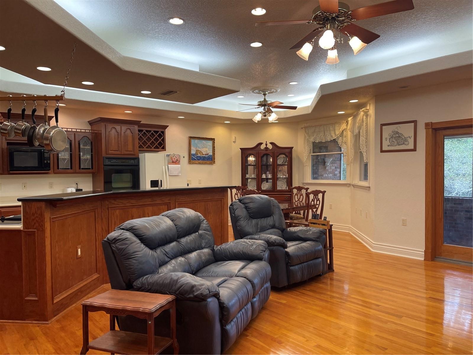 Ceiling fans are made of real brass in this room.