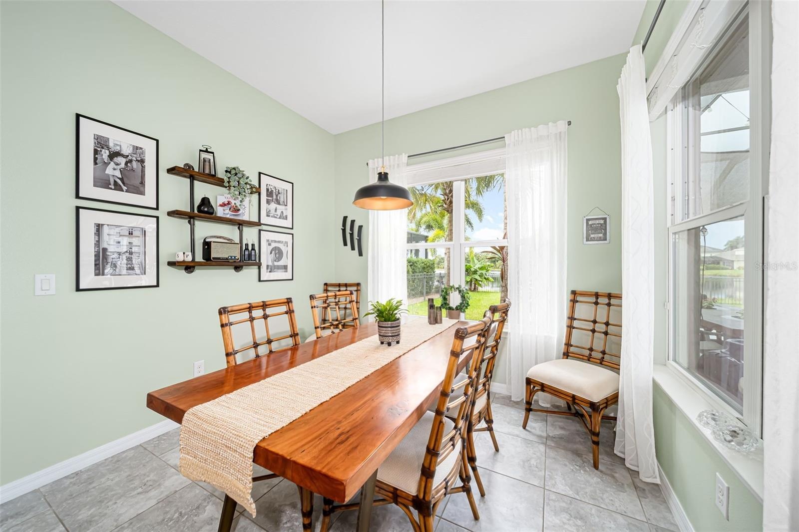 Gather around the table and enjoy serene lake views with every meal.