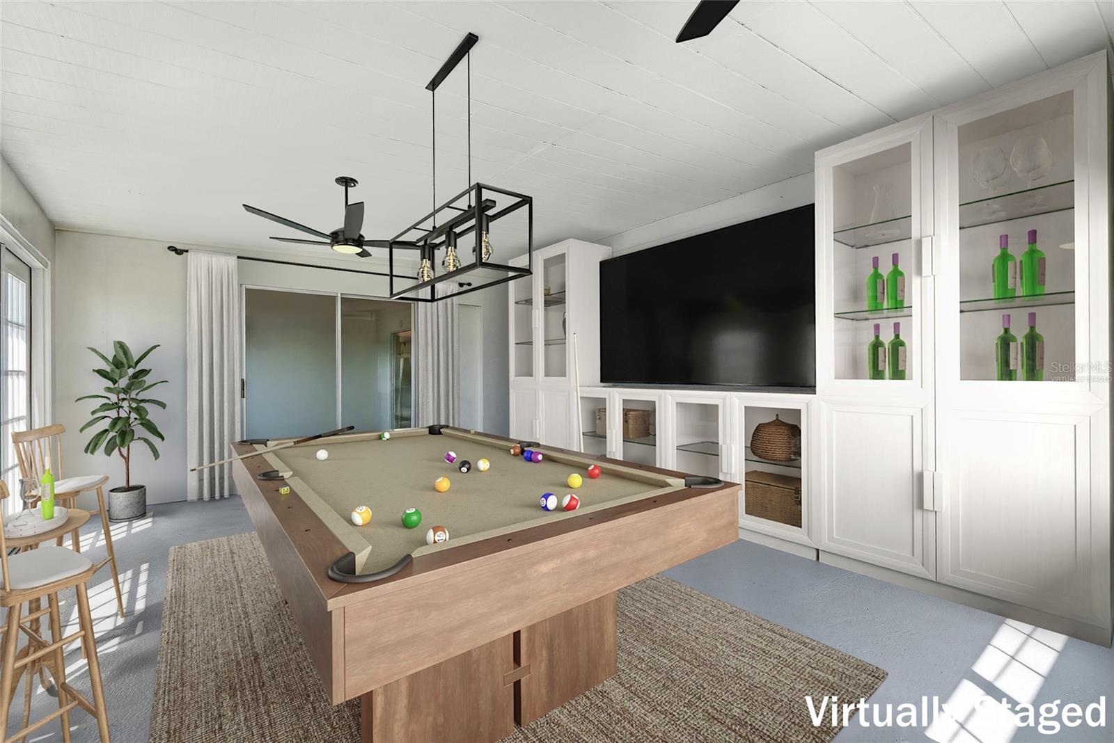 Virtually Staged. Plenty of room for built-in cabinetry, wall-mounted TV and more.