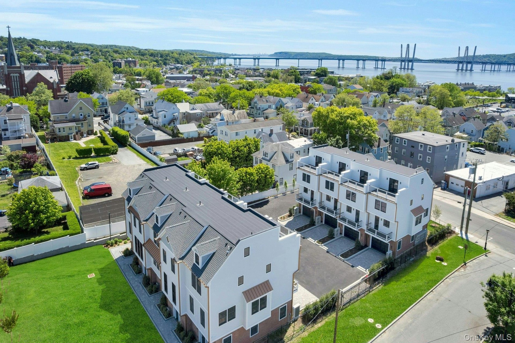 Aerial view of nine-unit complex.