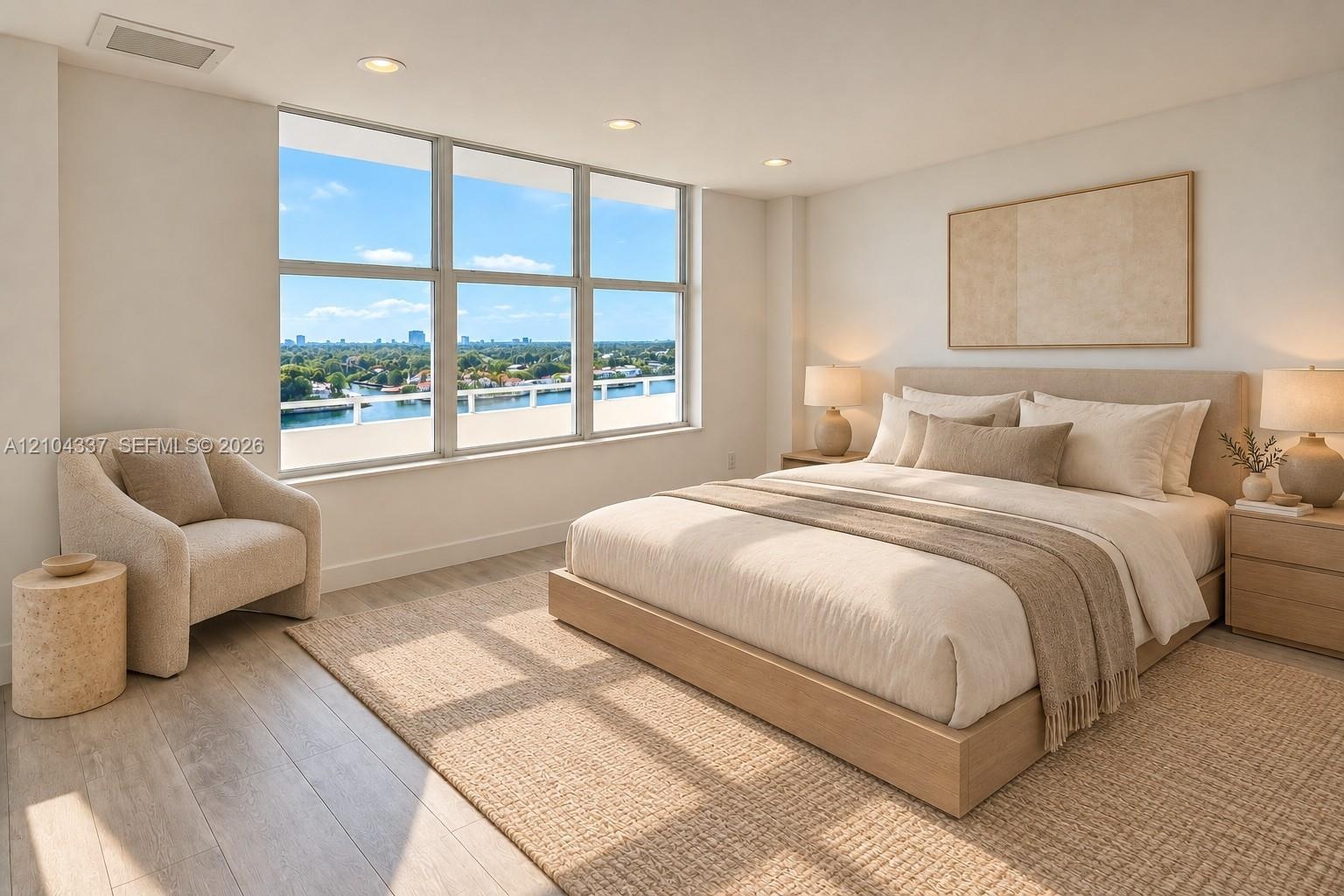 Versatile Den / Guest Suite — Virtually staged to illustrate two possible uses of the space: a private home office or guest bedroom. Floor-to-ceiling 