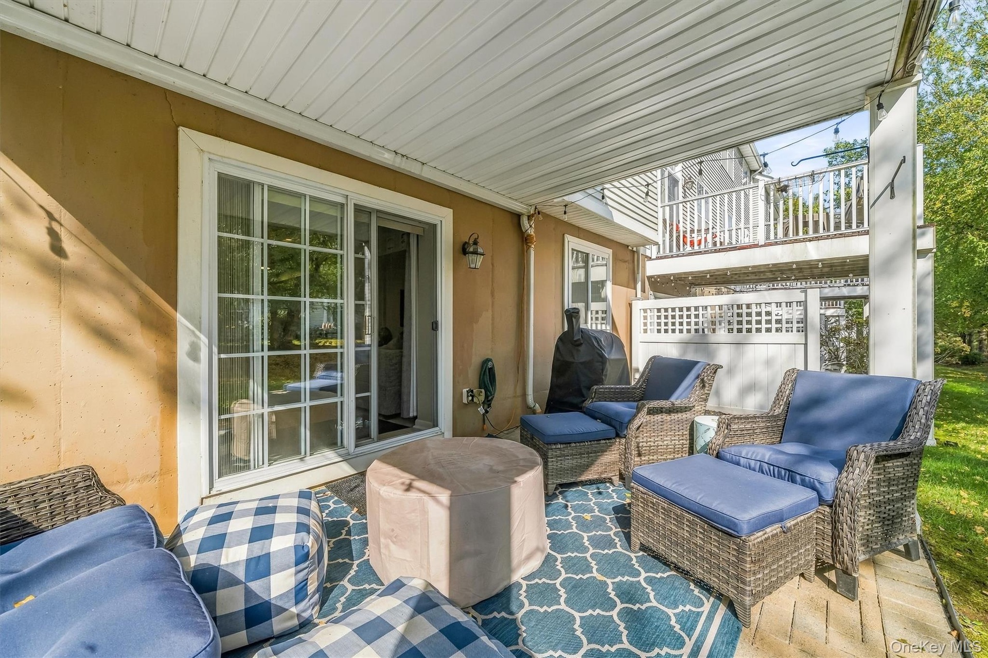Outside the family room is a covered patio.