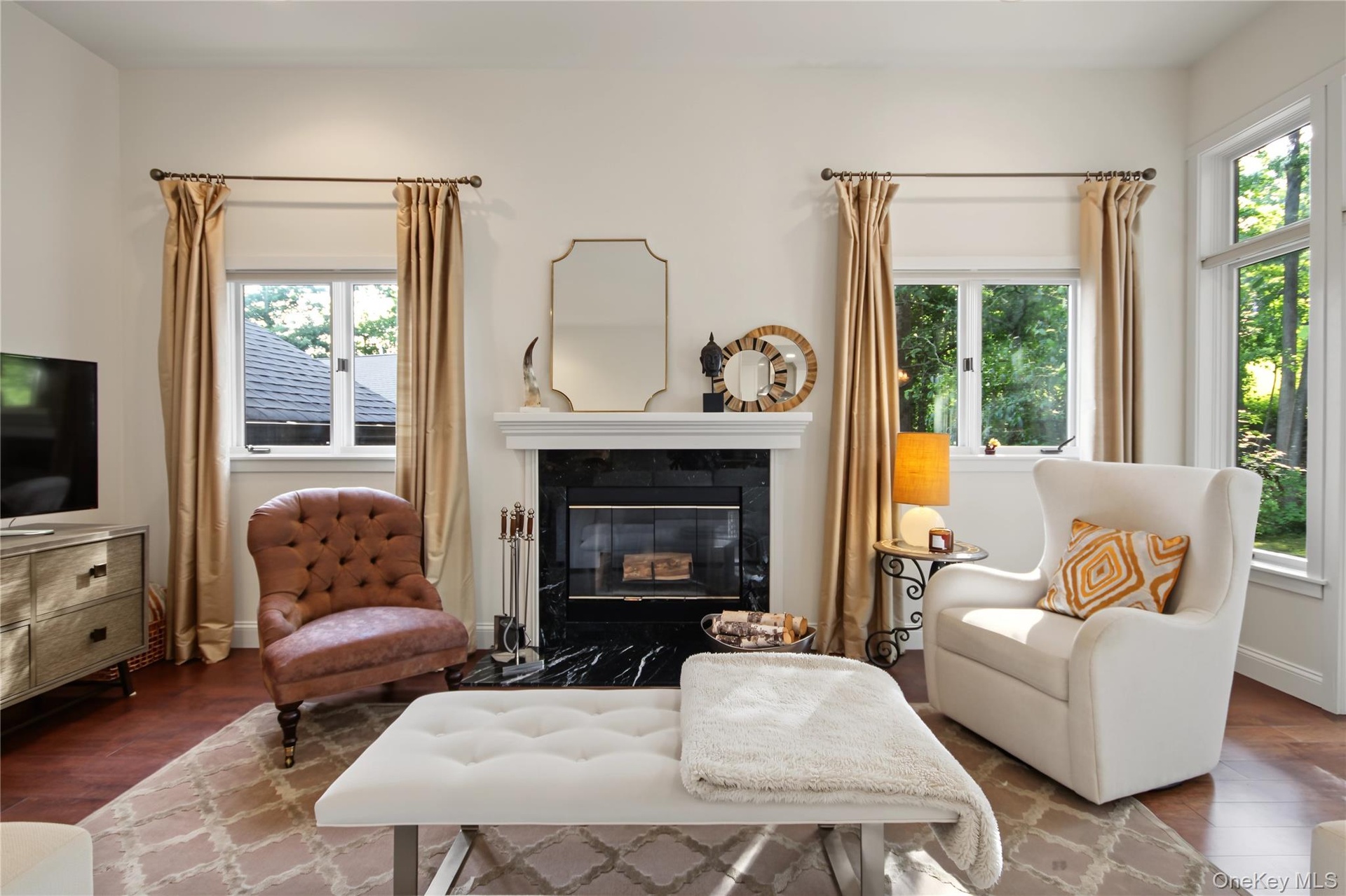Cozy/Contemporary Livingroom with a Fireplace
