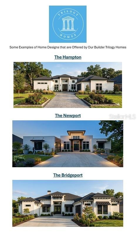 Examples of home designs by Permitted Builder Trilogy Homes