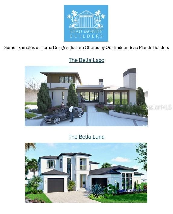 Examples of home designs by Permitted Builder  Beau Monde Builders