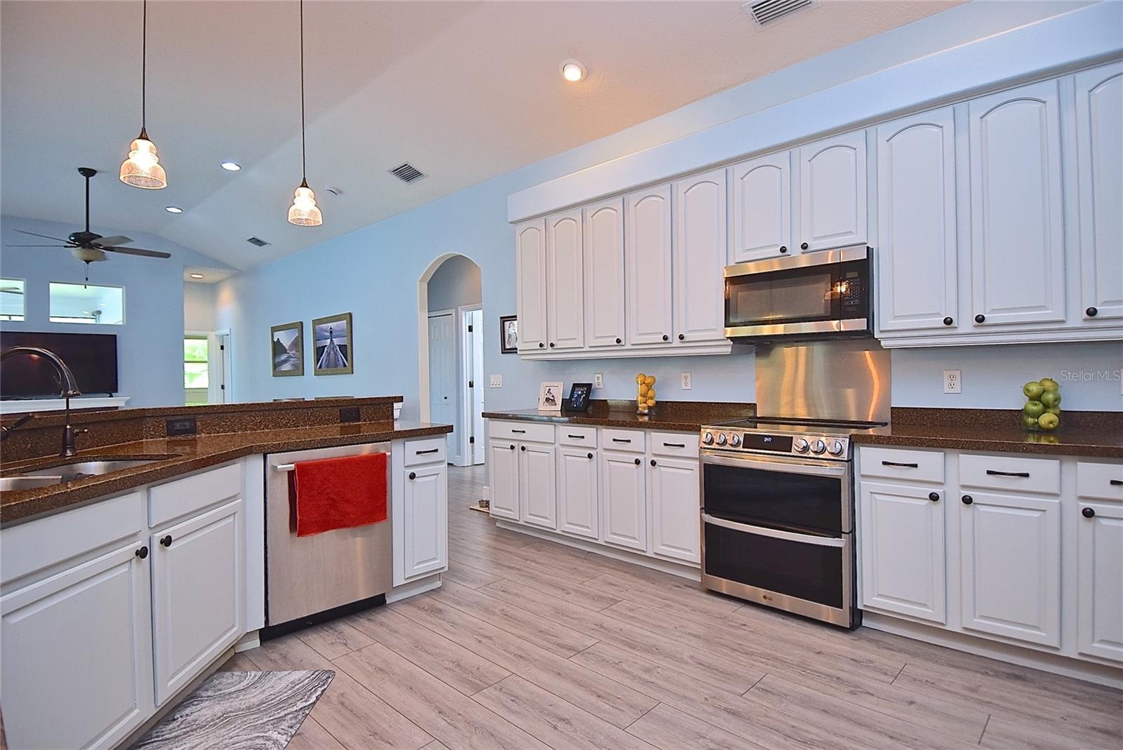 Kitchen and island
