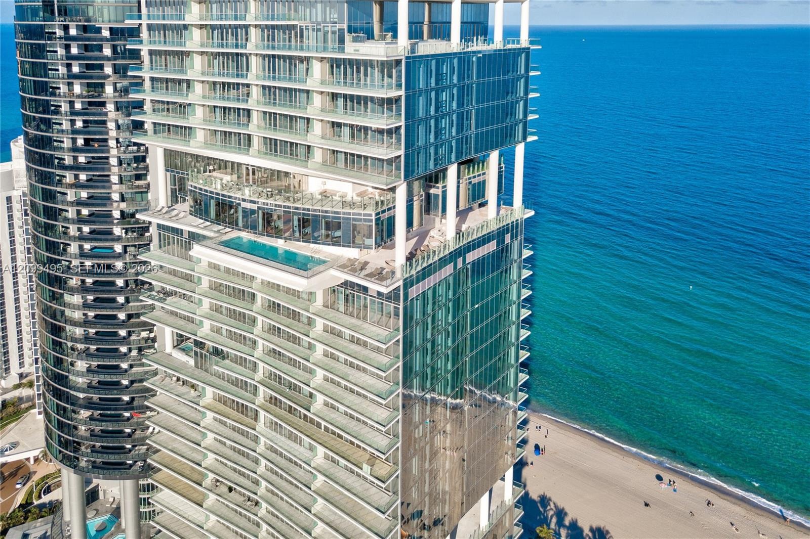Sunrise and sunset swimming pools suspended 333’ above sea level.