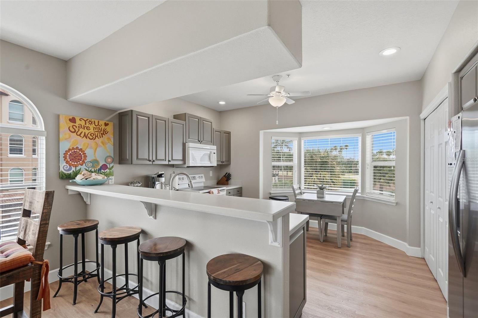 Plenty of seating and a light and bright breakfast nook.