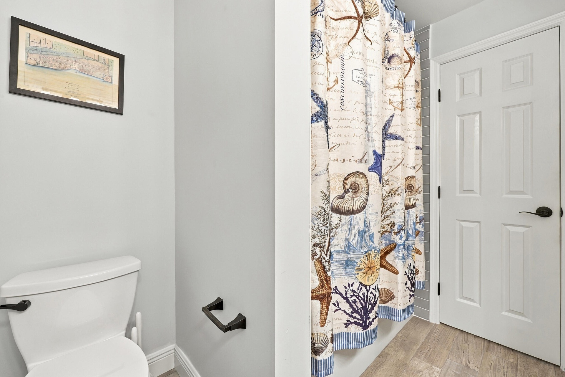 Bathroom 3 is a fully updated cabana bathroom with a new vanity, countertops, tile, and a tub and shower. Your guests will access it while spending da
