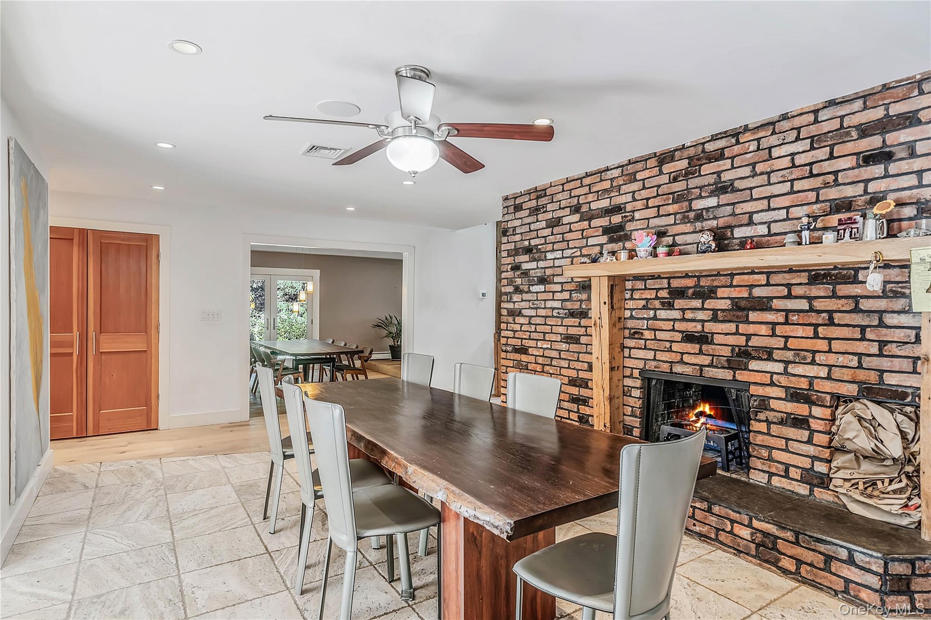 Brick fireplace