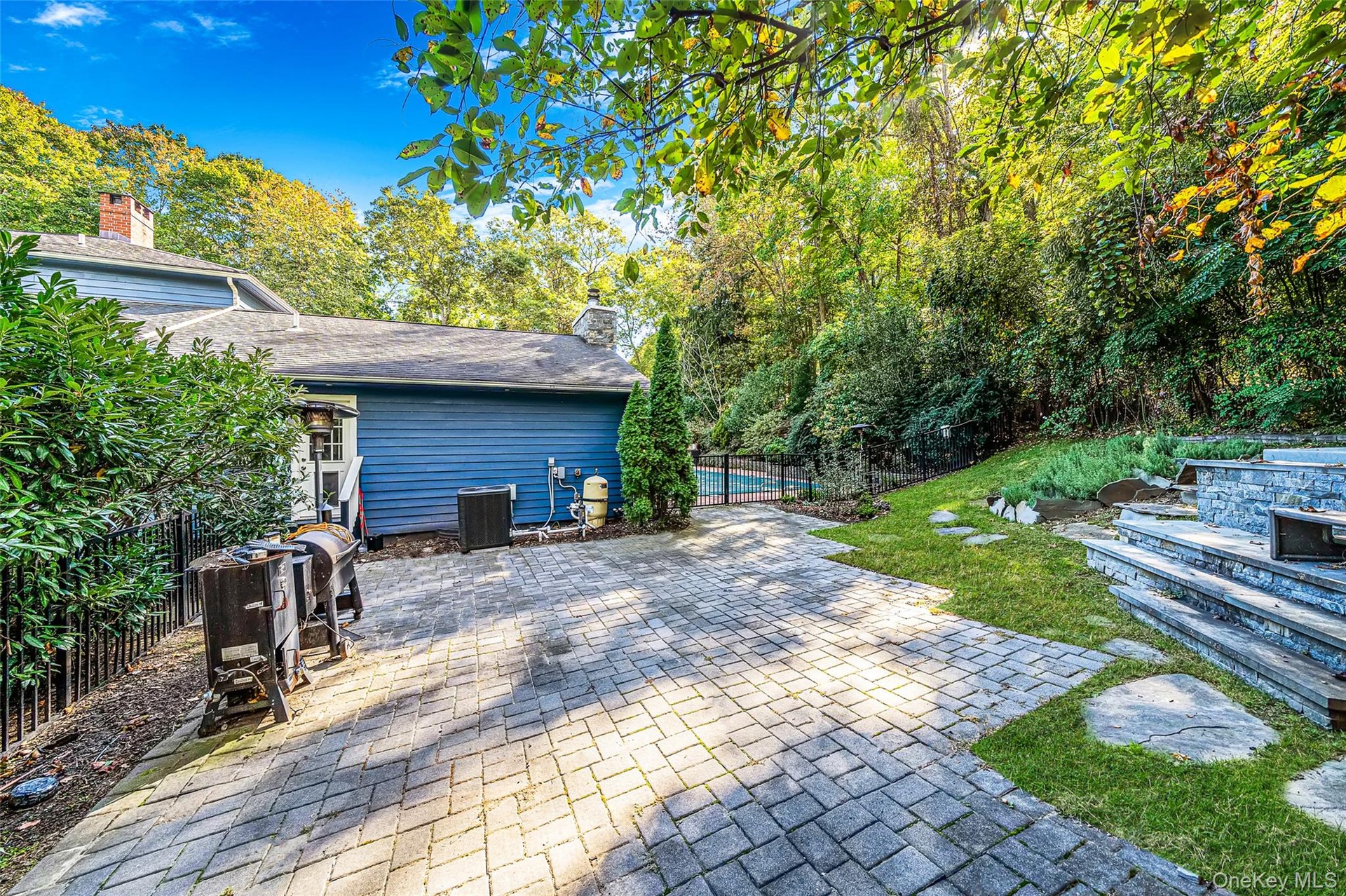 Patio with accessto hot tub