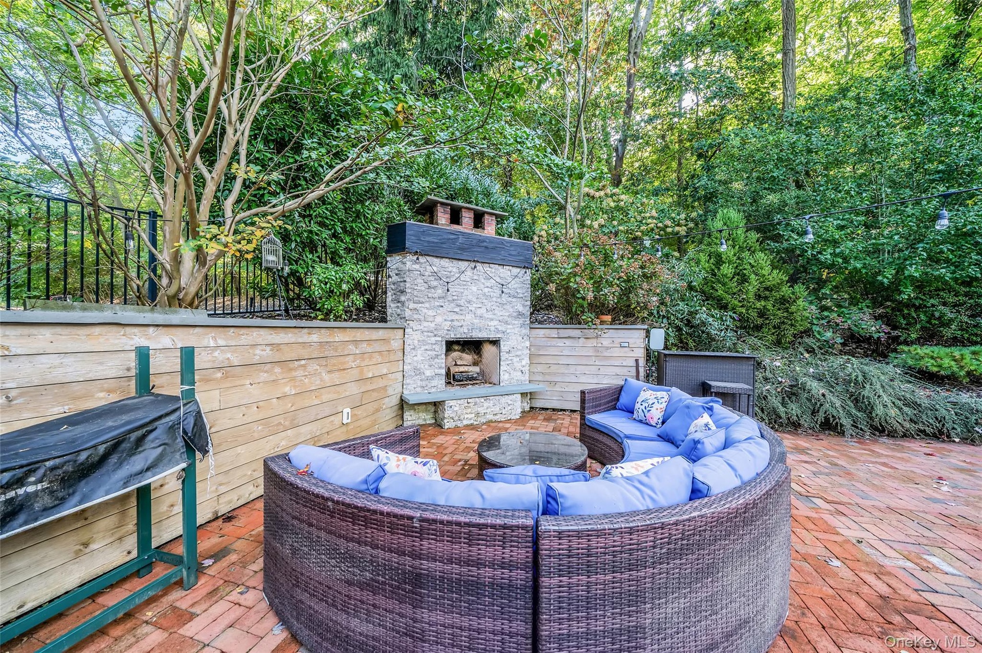 Stone fireplace