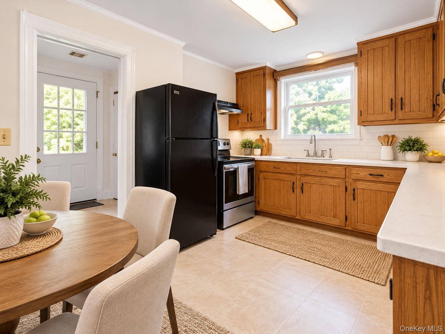 Virtually Staged Eat-In KitchenThis bright and inviting eat-in kitchen has been thoughtfully virtually staged to showcase its functionality, charm, an