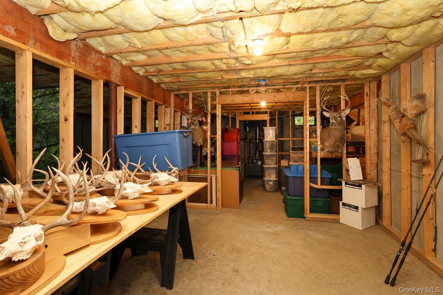 Partitioned section of basement, well tank and 275 gallon oil tank
