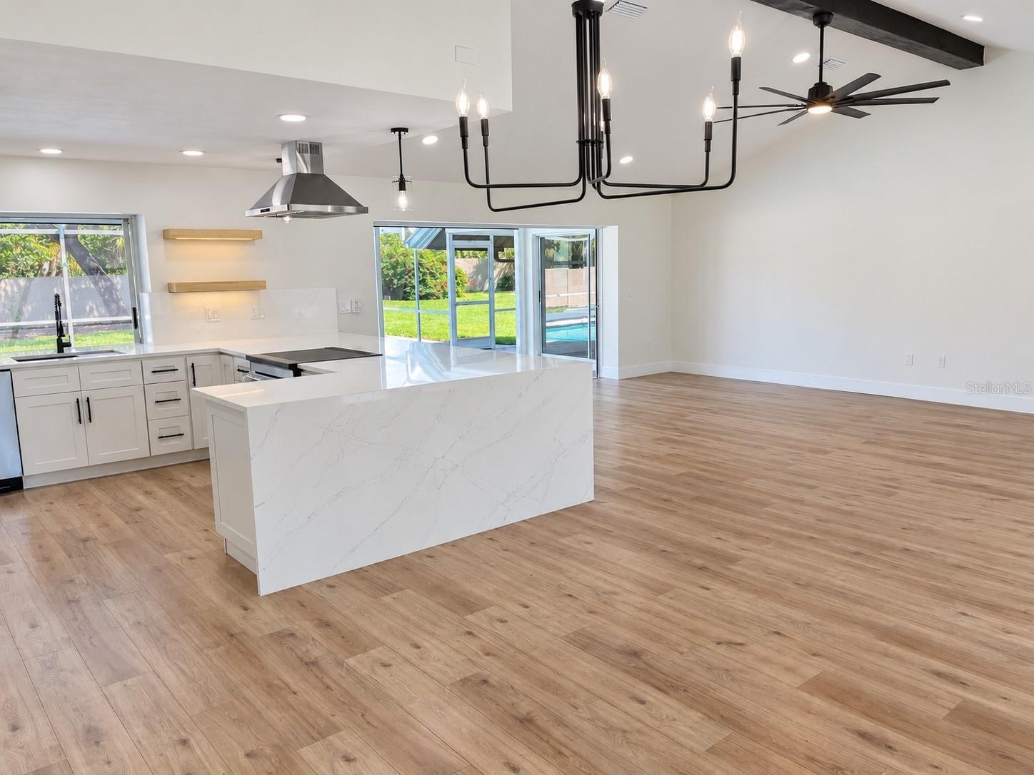 Open kitchen and living area
