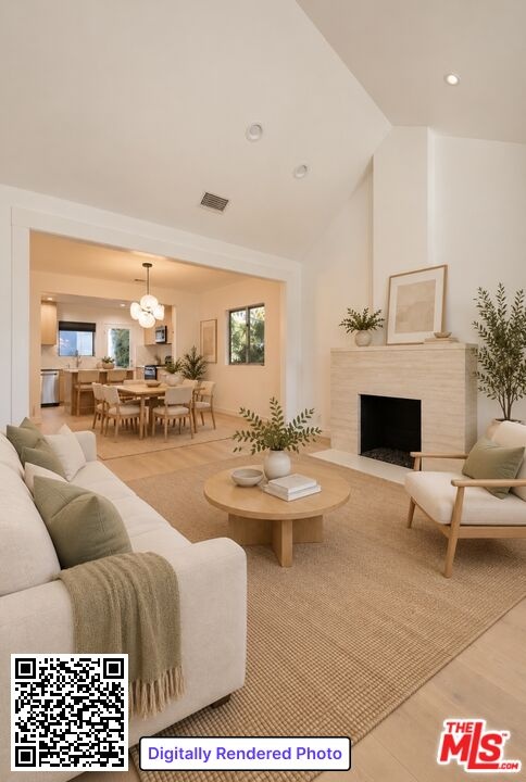 Living room virtually staged