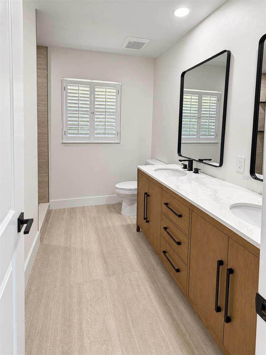 Guest bathroom with double vanity
