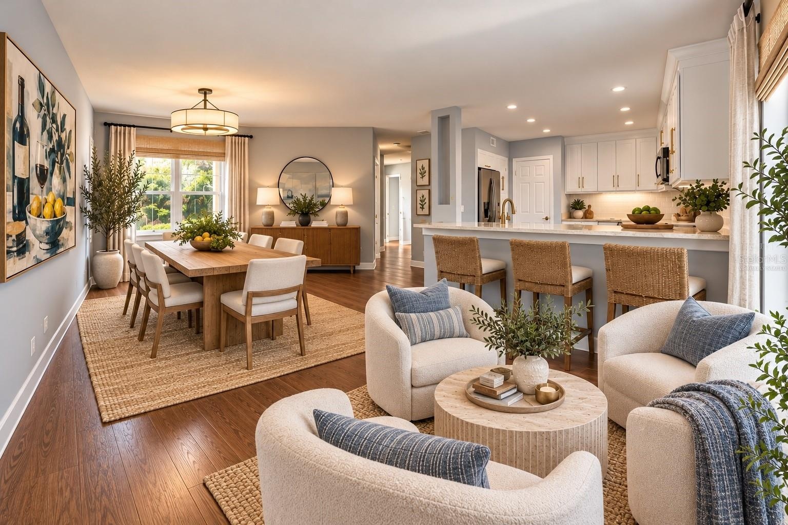 Virtually staged Formal Dining and living