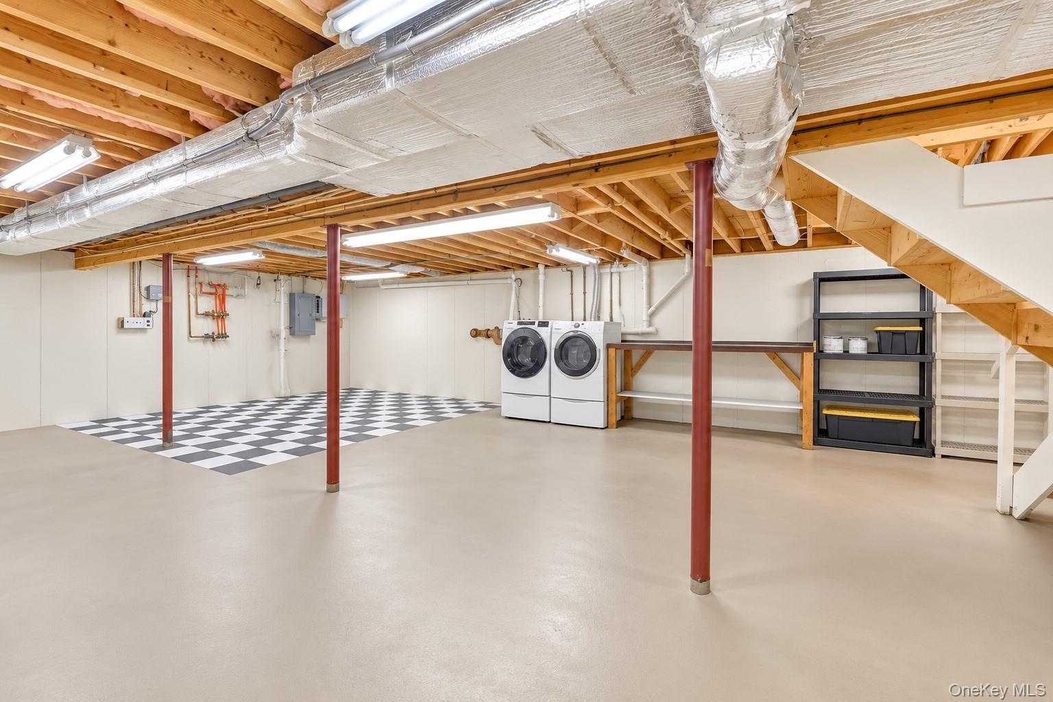 Unfinished Basement With Laundry, Storage, Utilities & New Bilco Doors