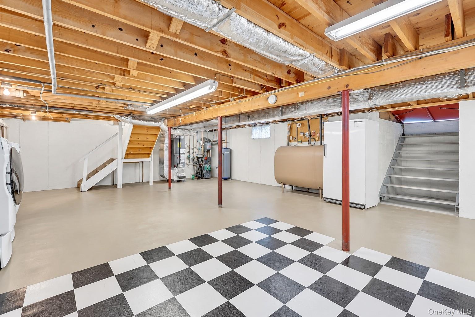 Unfinished Basement With Laundry, Storage, Utilities & New Bilco Doors