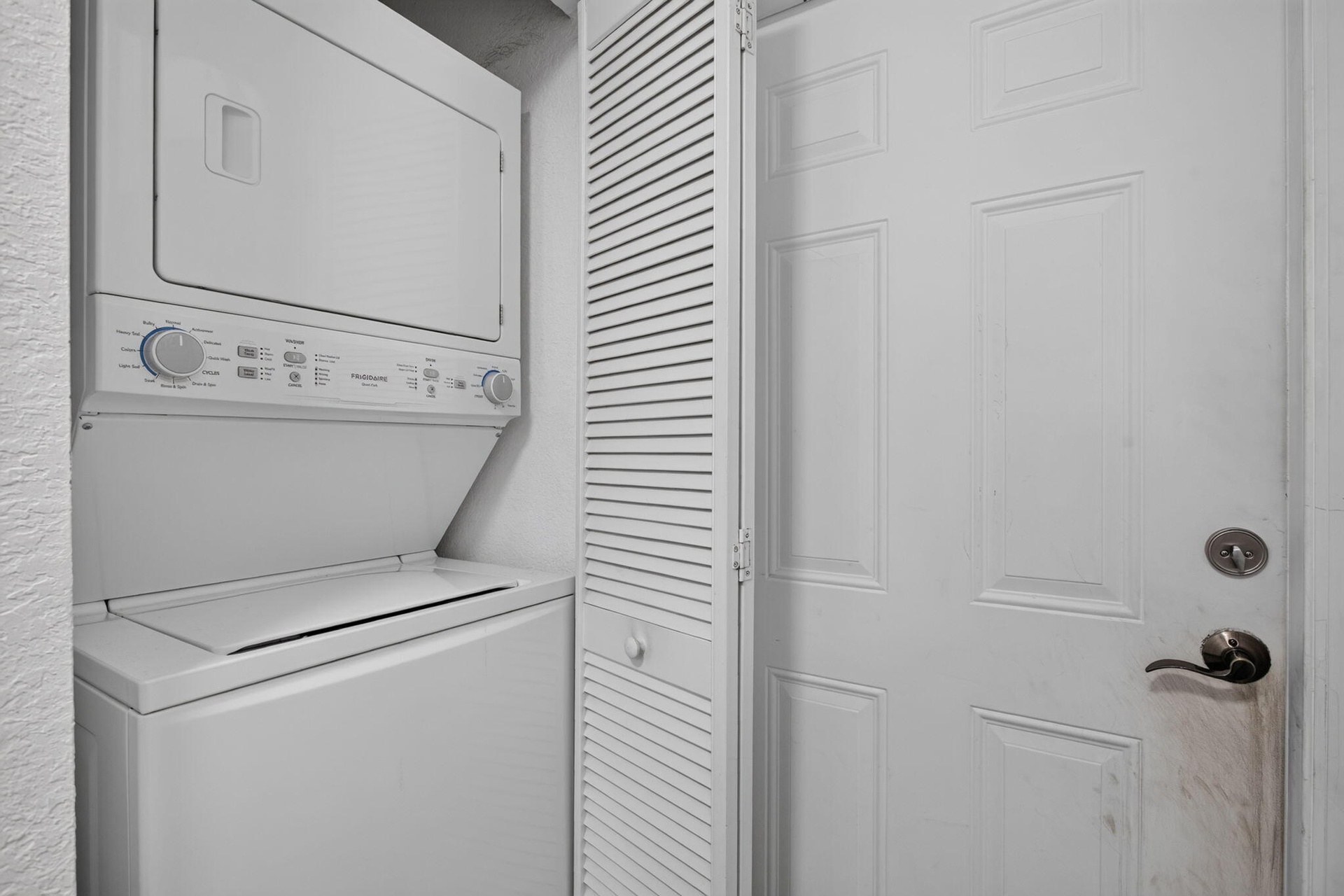 Stackable white washer and dryer unit