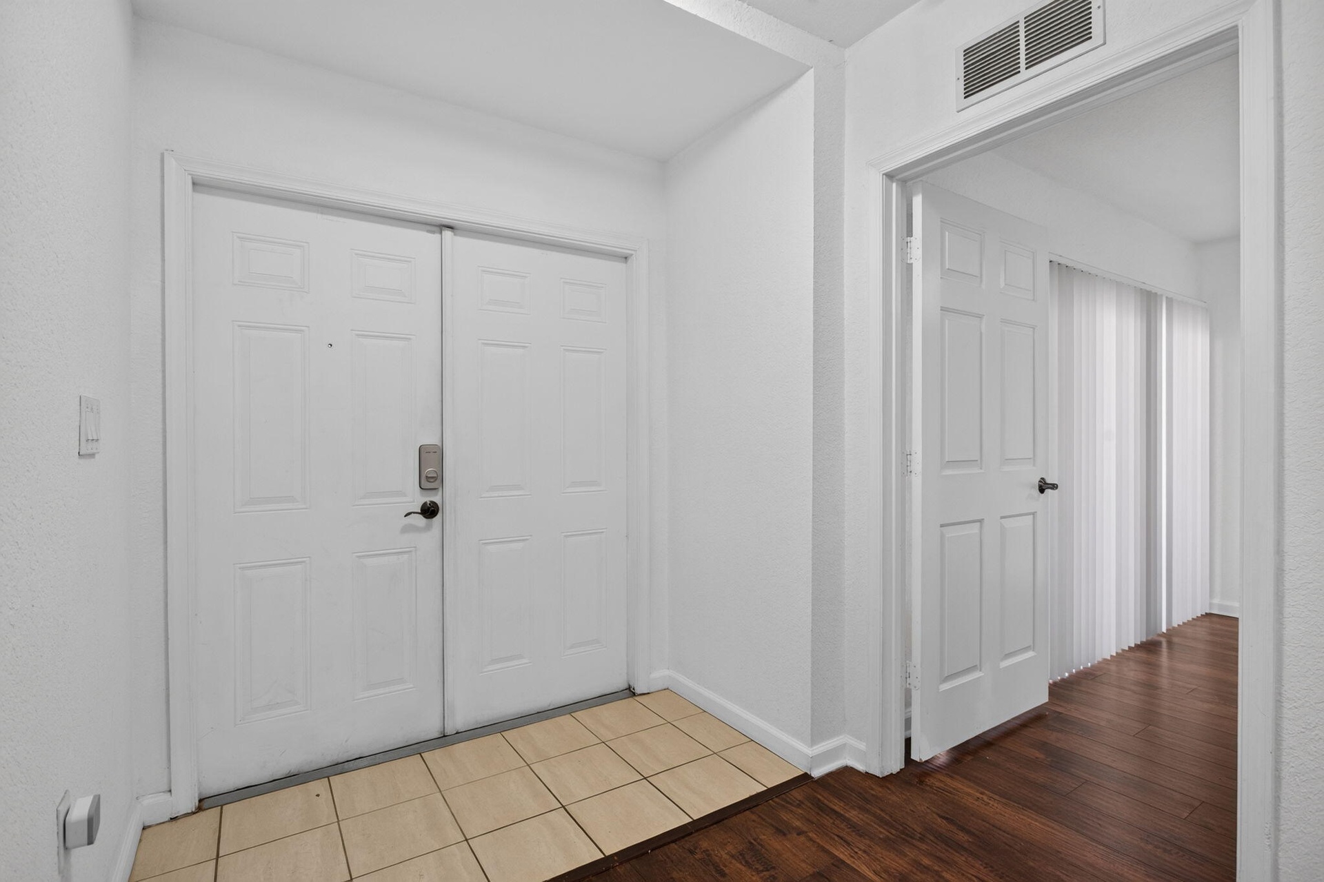 Dual panel entry door with electronic keypad lock