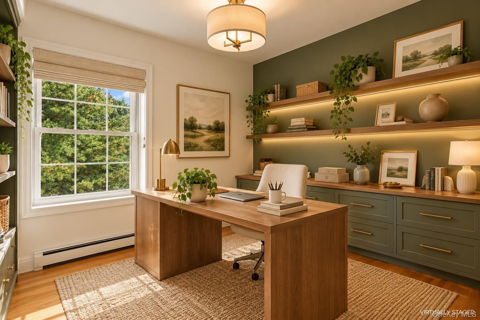 We've virtually staged the same space to add a warm and modern look to the room.