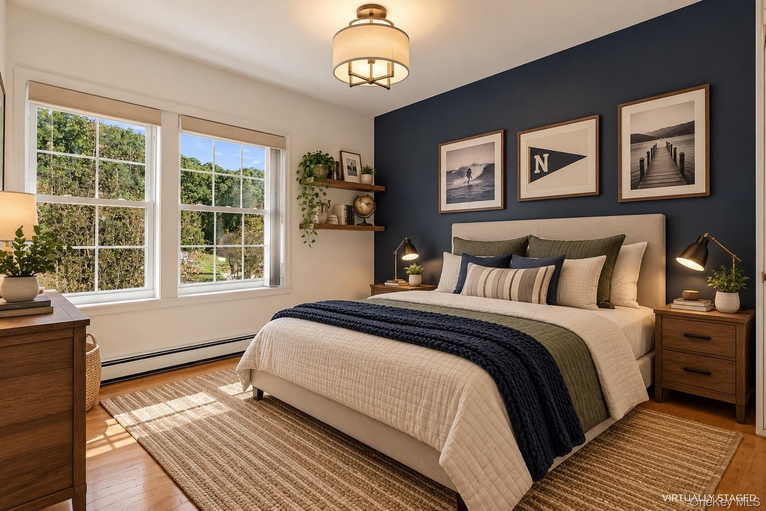 A touch of Benjamin Moore's Hale Navy sets off this virtually imagined room.