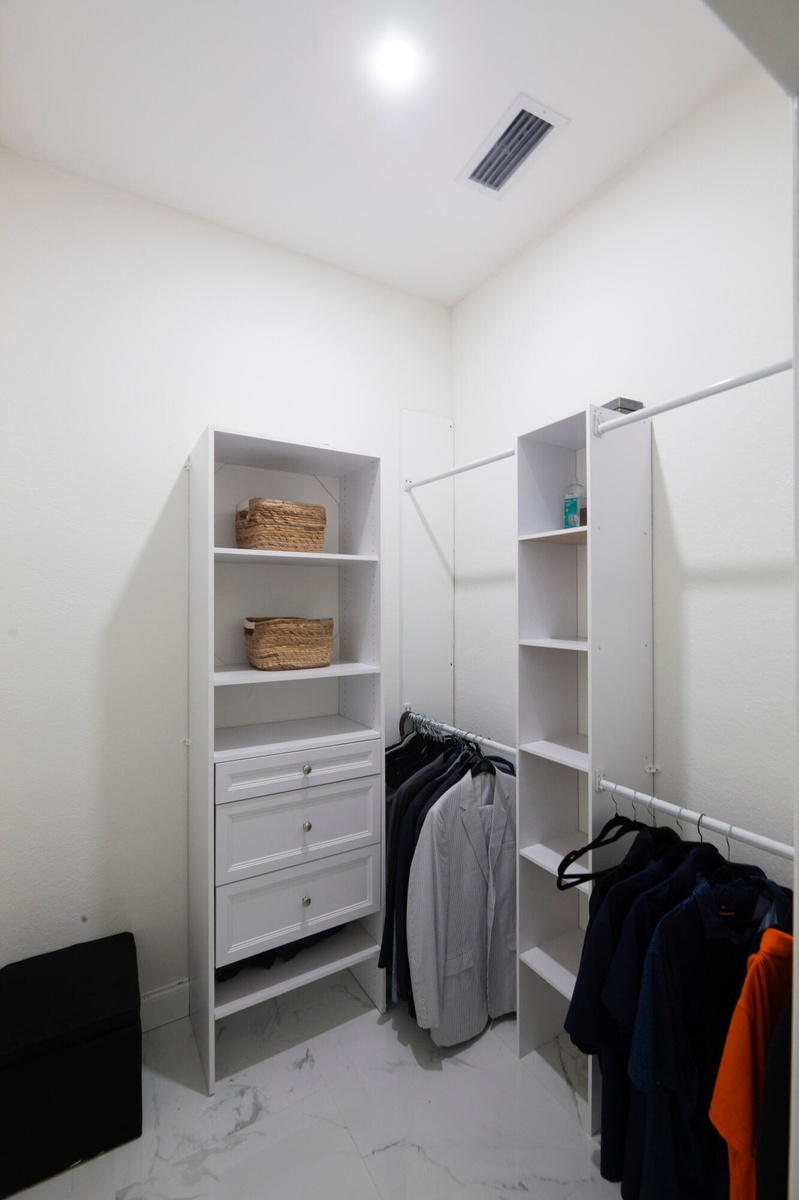 Walk-in closet with built-in shelving