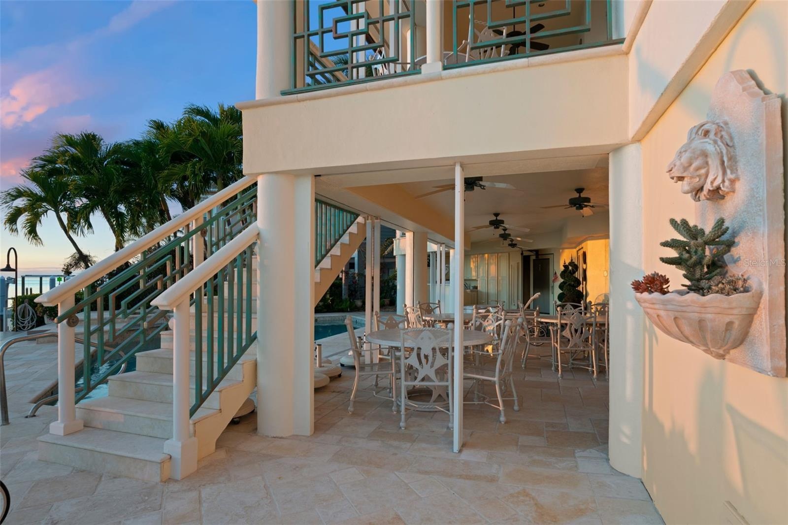 Stairs from the Main Living Level to the Pool and Dock
