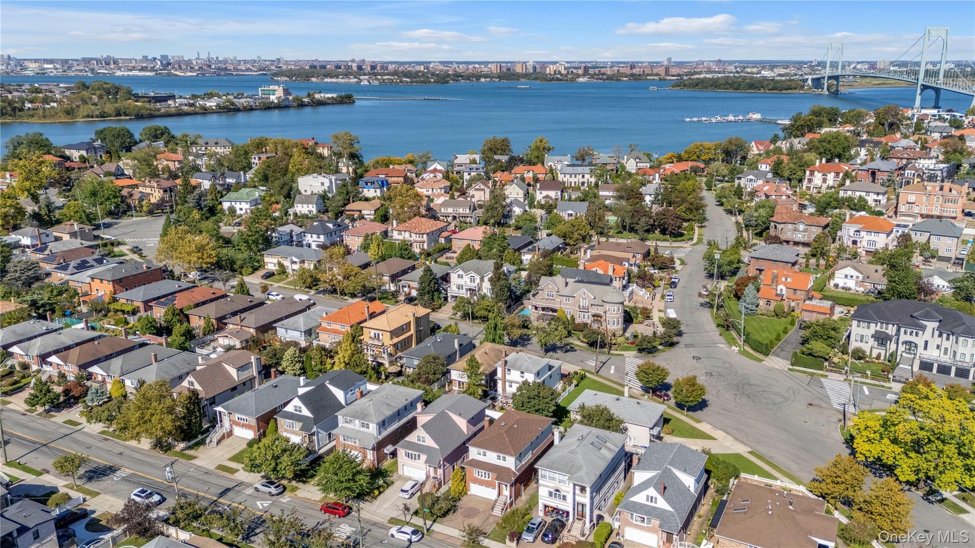 Aerial View of Malba with Picturesque Whitestone Bridge and Water Views